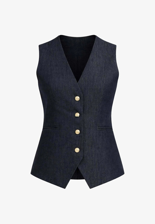 Gilet smanicato blu denim