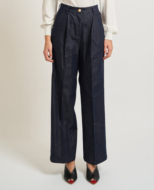 Pantalone a vita alta con pinces