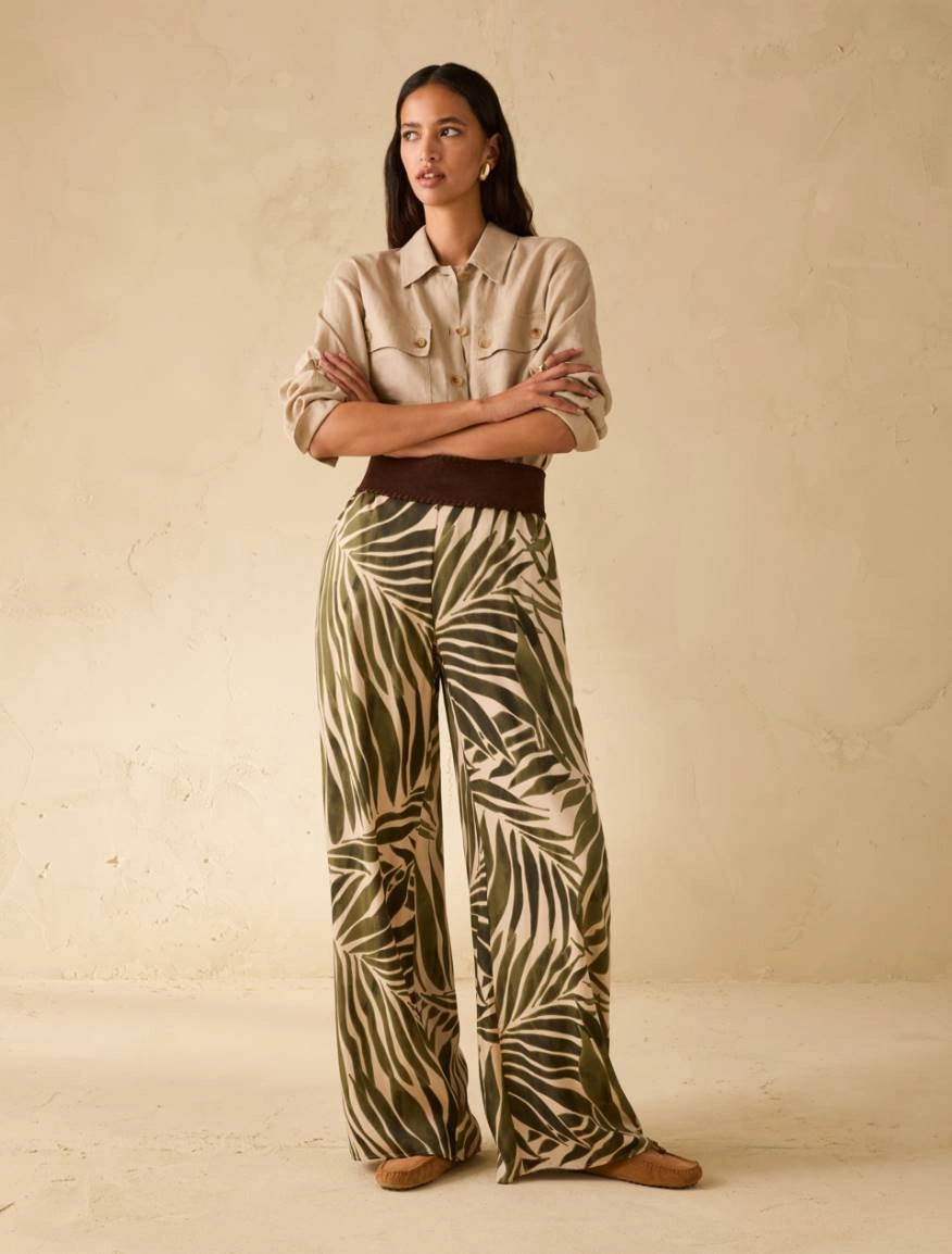 Pantaloni ampi in twill fluido