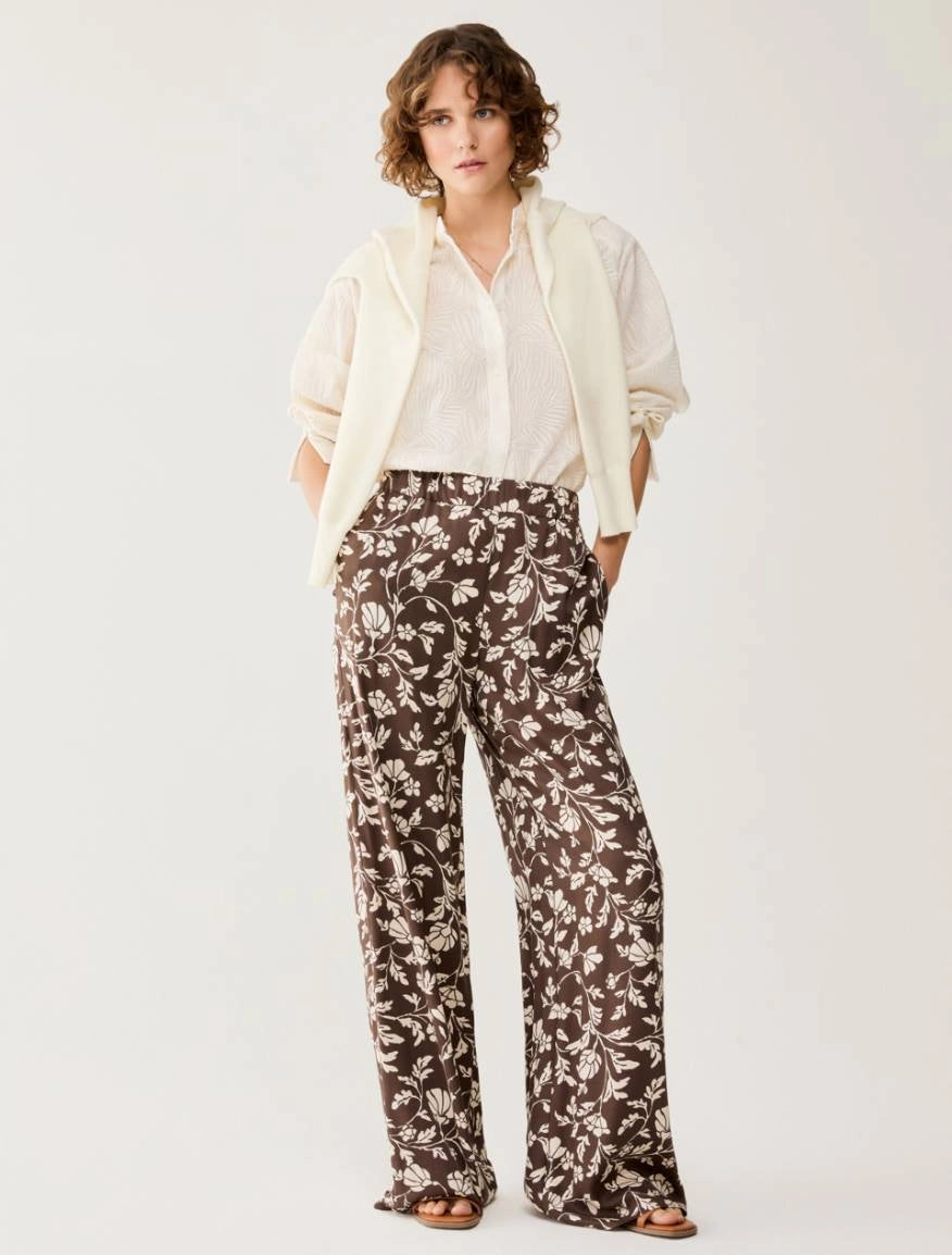Pantaloni ampi in twill fluido