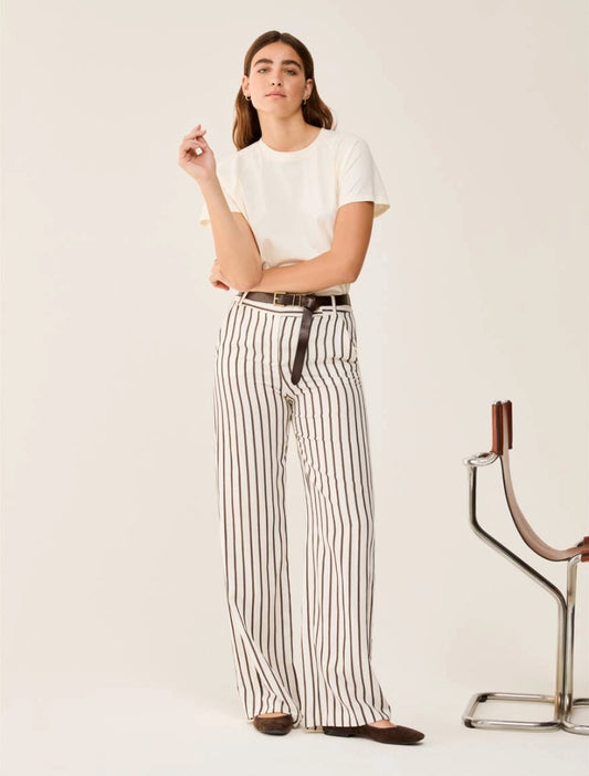 Pantaloni ampi in blend di lino