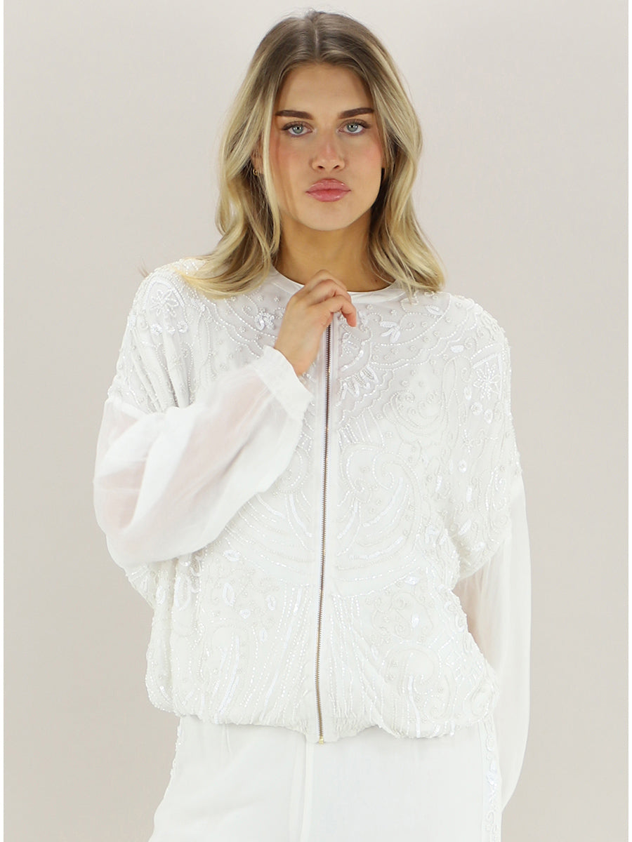 Giacca full zip con applicazioni