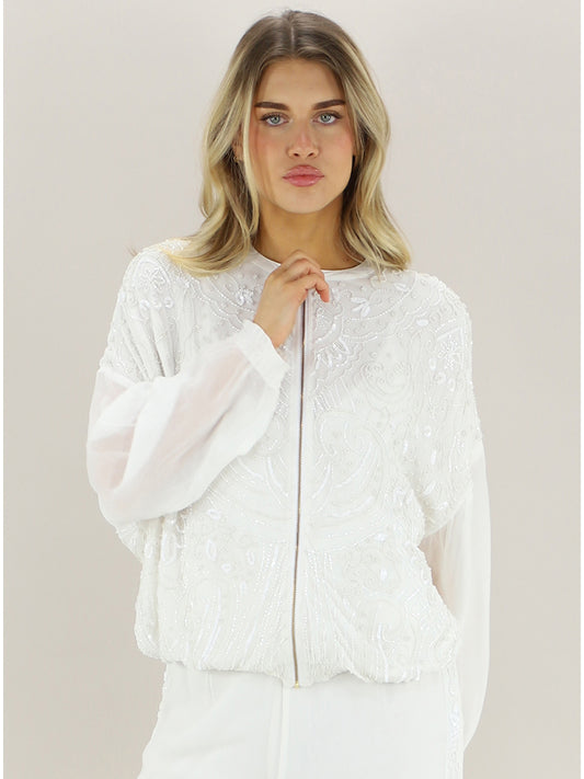 Giacca full zip con applicazioni