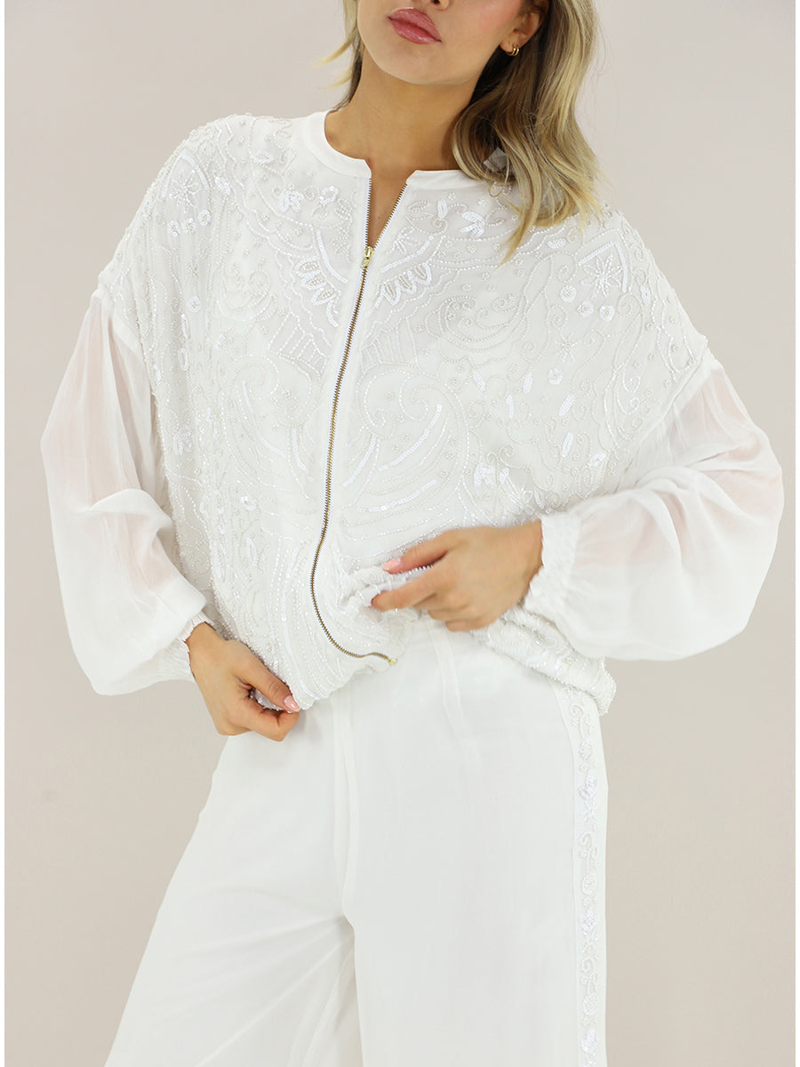Giacca full zip con applicazioni