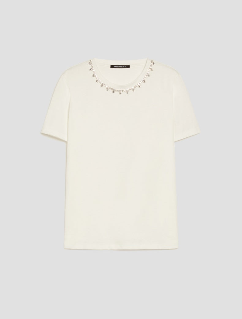 T-shirt in cotone con strass