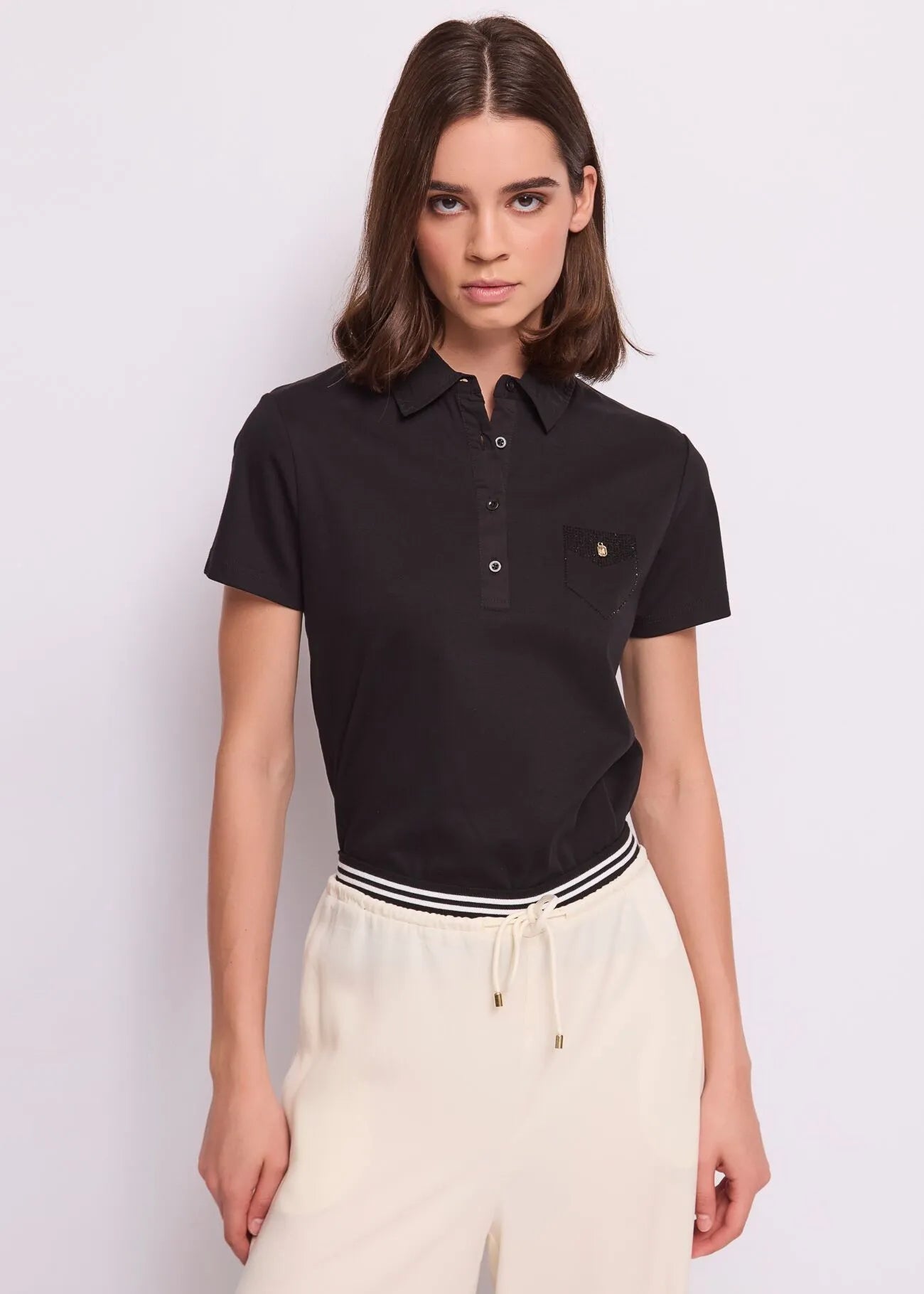 Polo bianca da donna in jersey