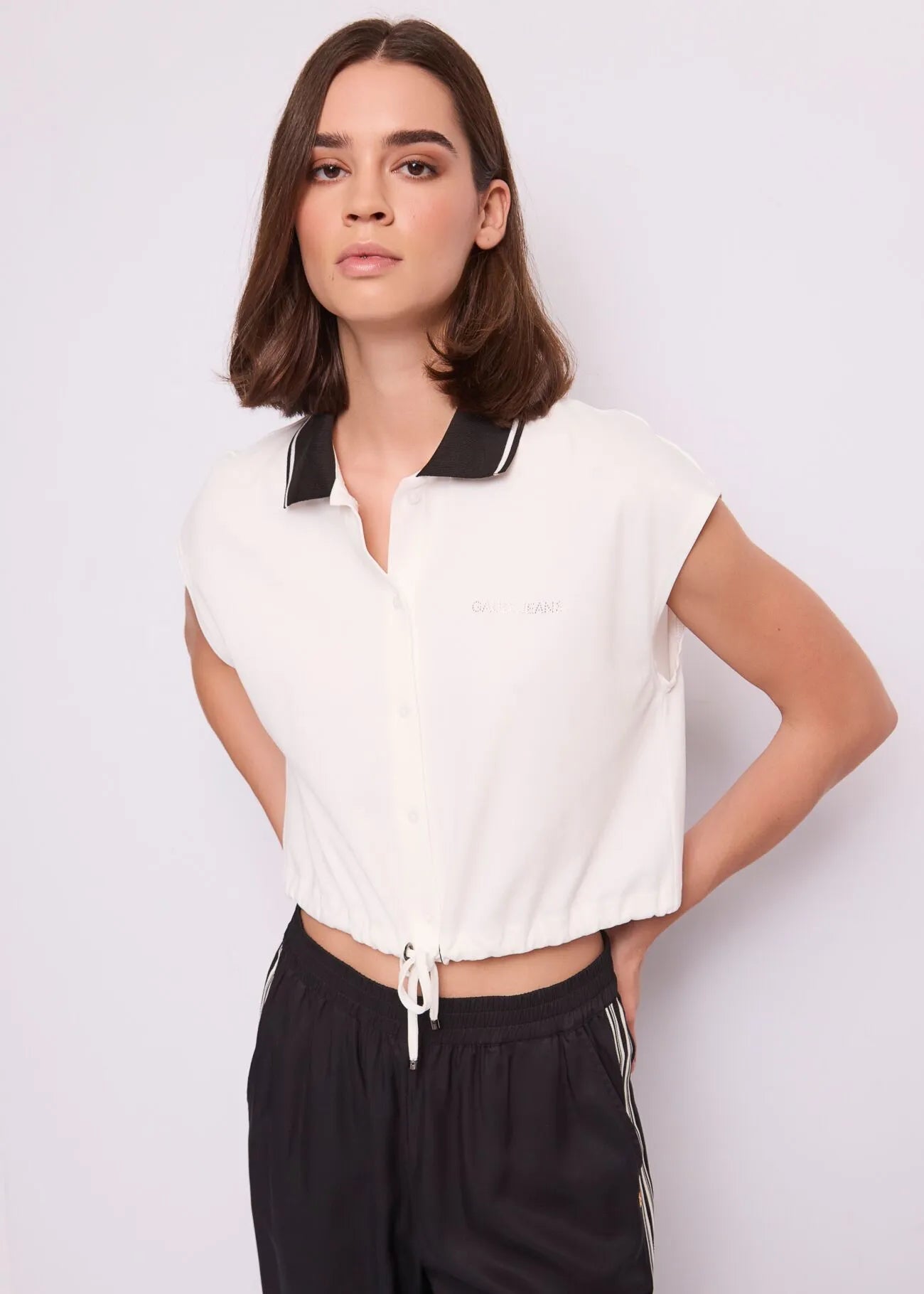 Top bianco in jersey di cotone