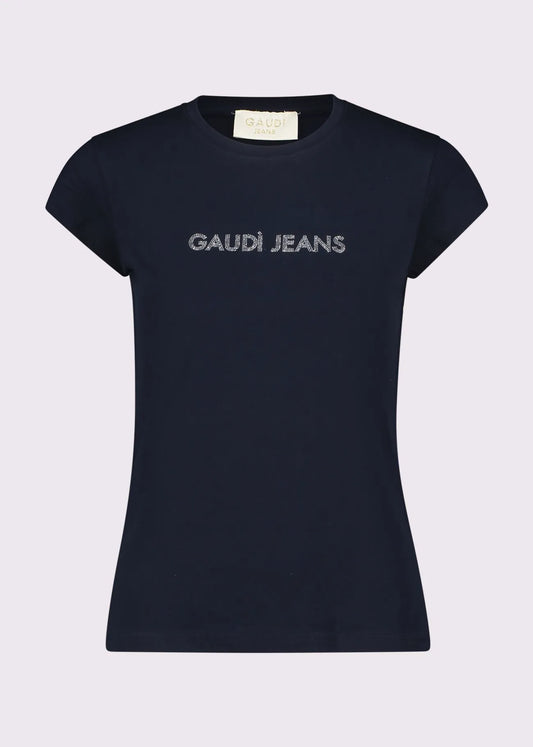 T-shirt bianca da donna con strass e logo