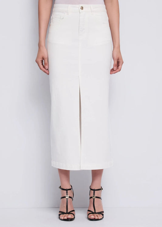 Gonna bianca in twill con spacco