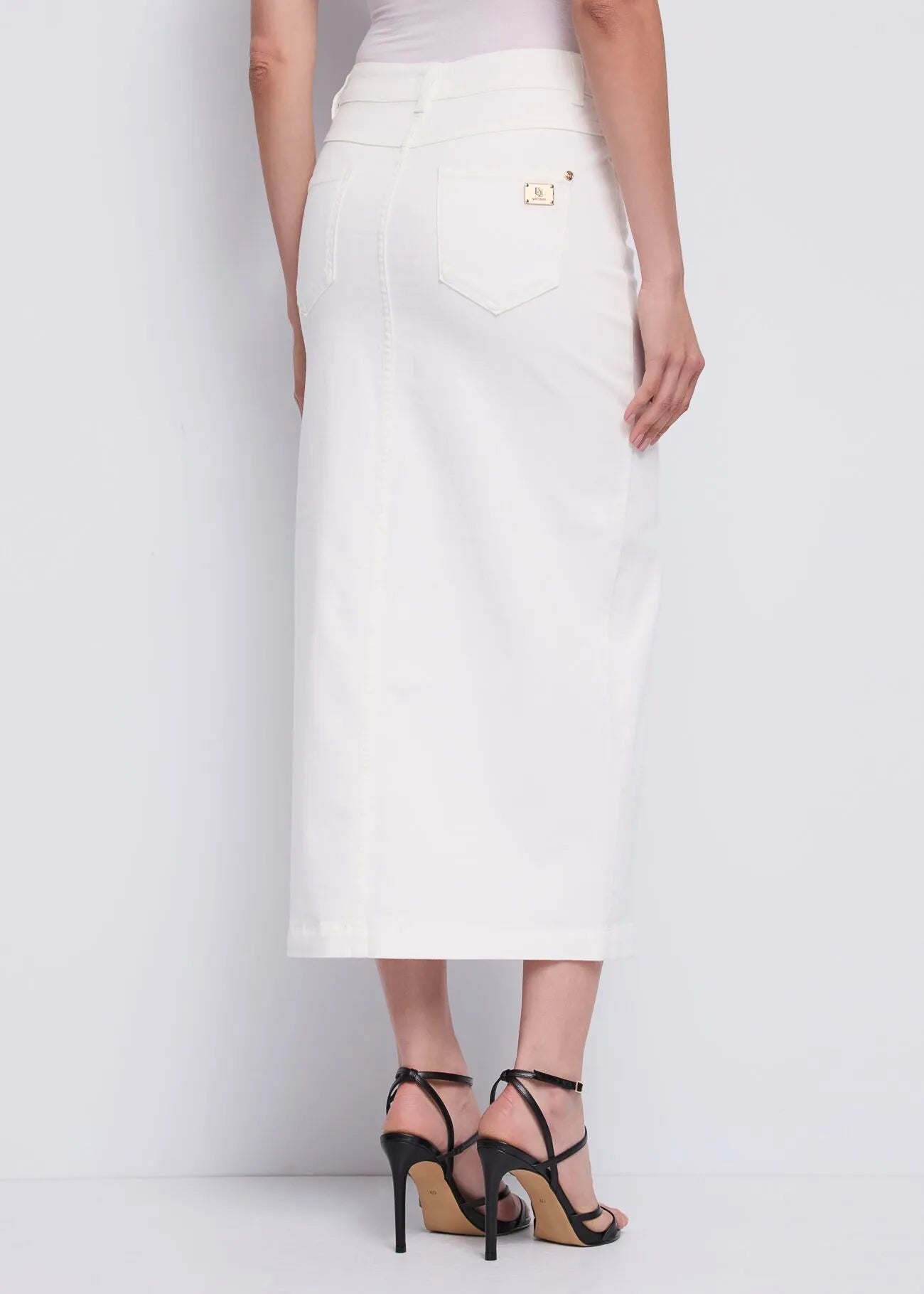 Gonna bianca in twill con spacco