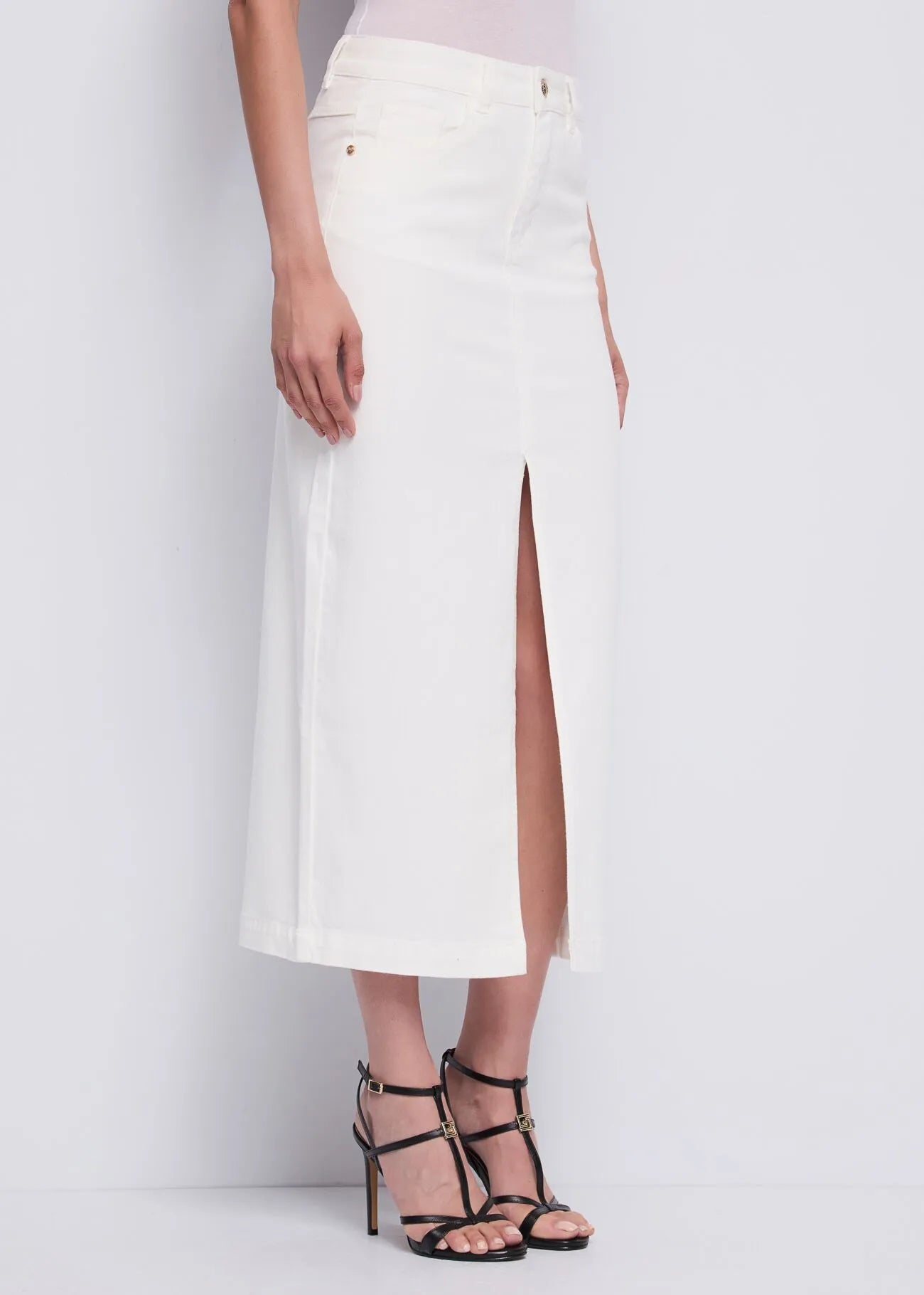 Gonna bianca in twill con spacco