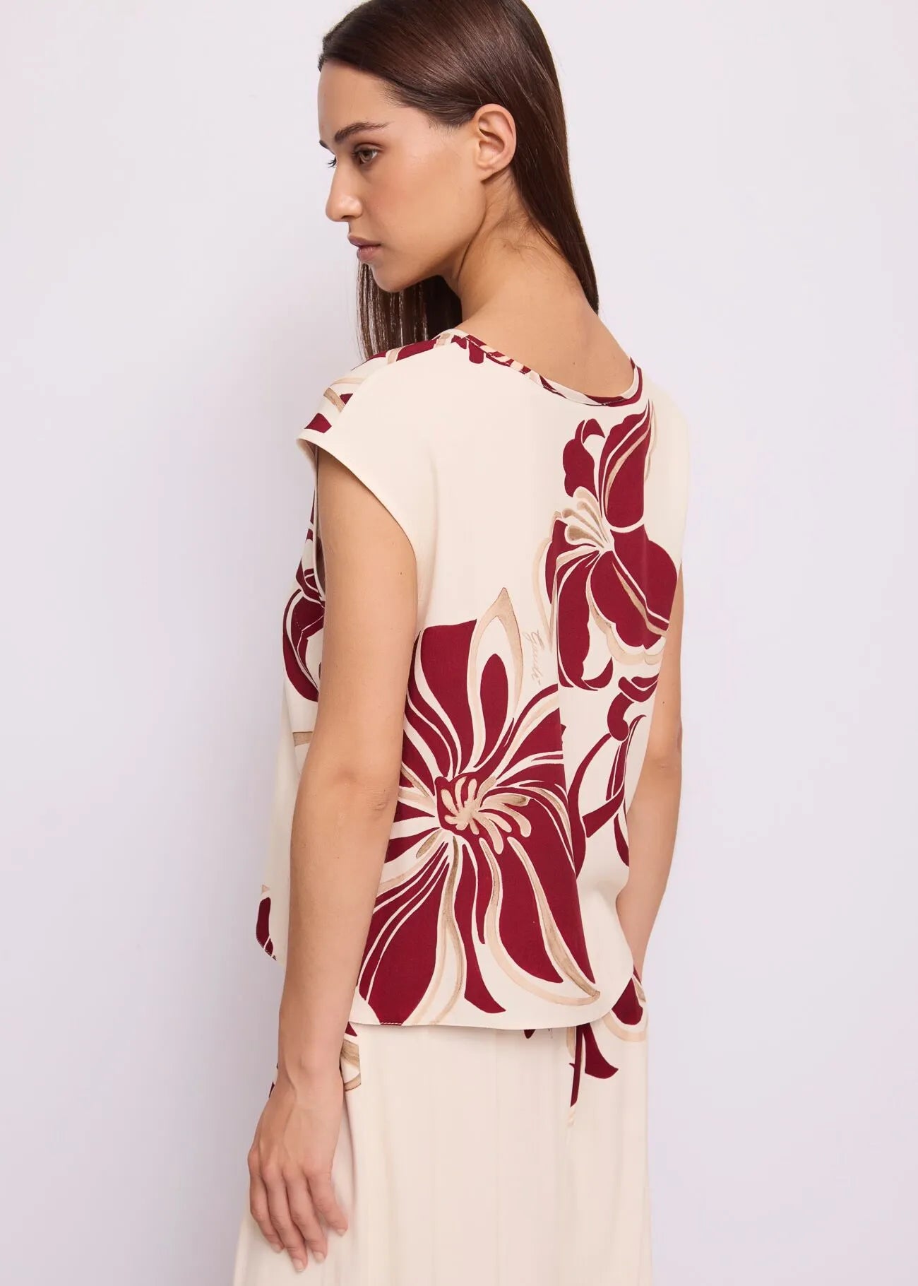 Top da donna in twill floreale