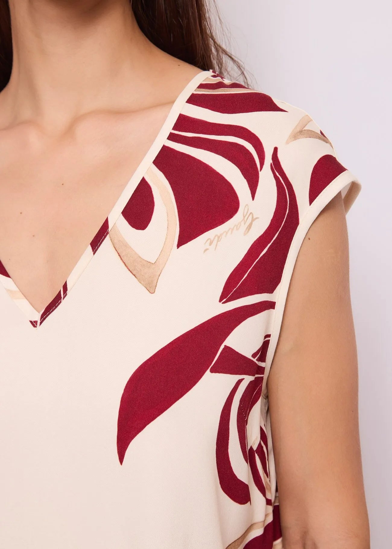 Top da donna in twill floreale