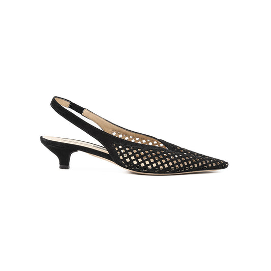 Slingback camoscio nero traforato
