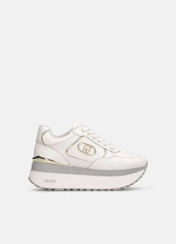 Sneakers super platform in pelle