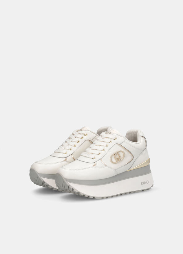 Sneakers super platform in pelle