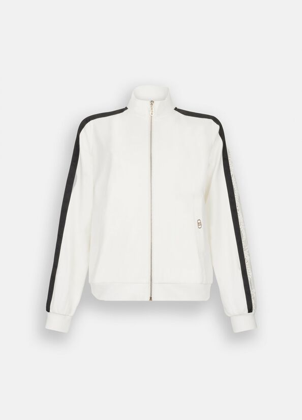 Felpa in cotone con pizzo