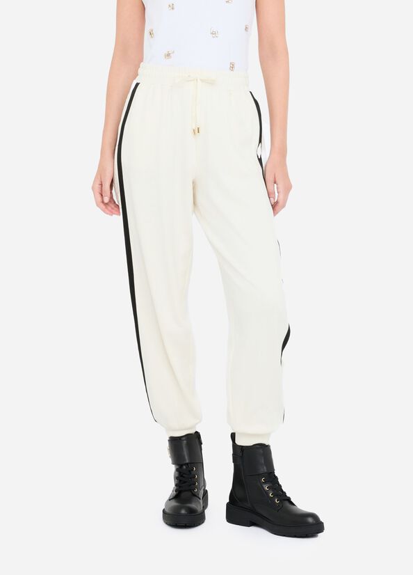 Pantaloni jogging in felpa con pizzo