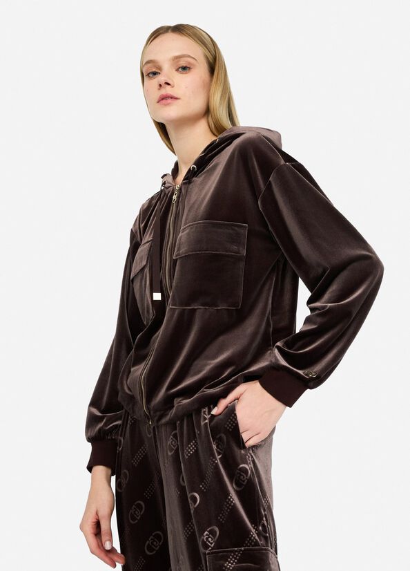 Felpa in ciniglia con cappuccio