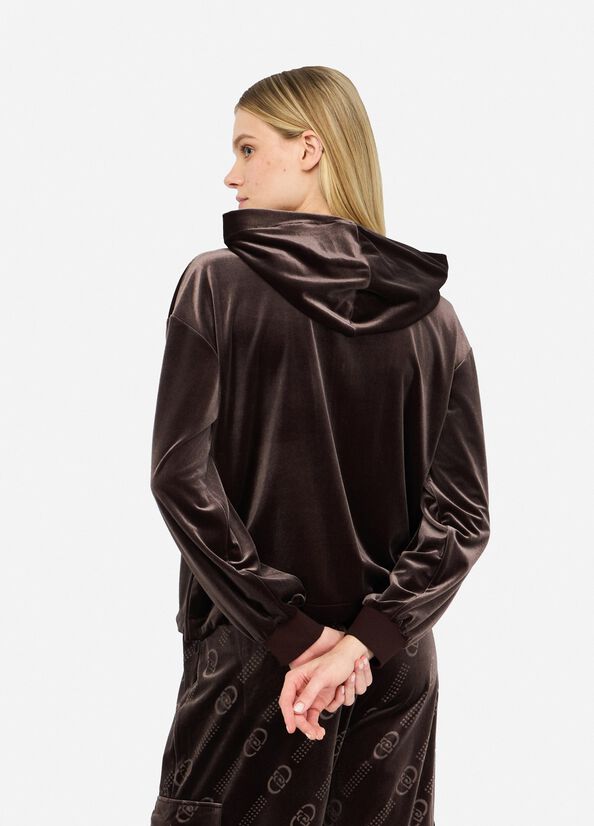 Felpa in ciniglia con cappuccio