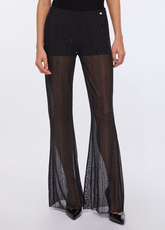 Pantaloni in tulle con strass
