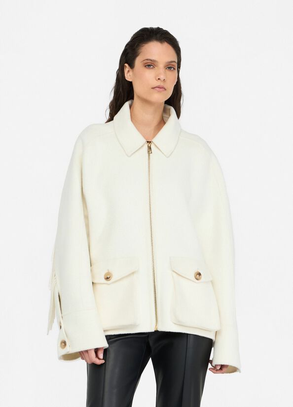 Caban in lana con frange