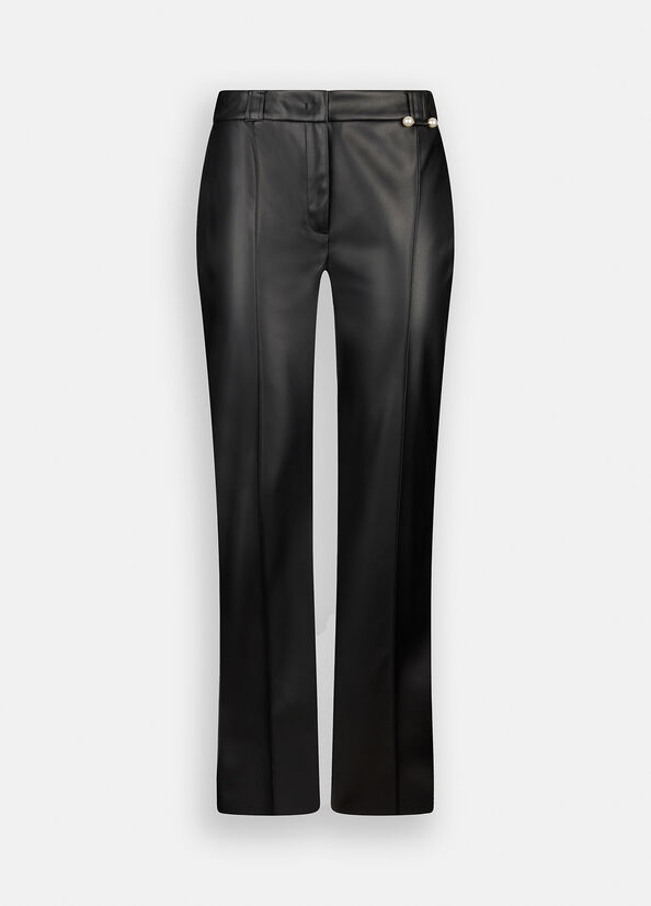 Pantaloni flare in tessuto spalmato