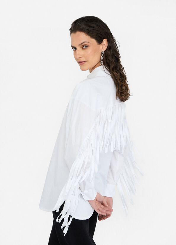 Camicia in popeline con frange