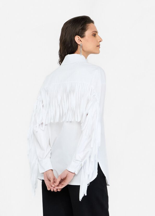 Camicia in popeline con frange