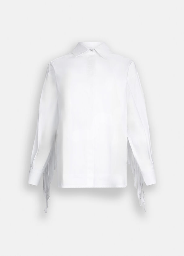 Camicia in popeline con frange