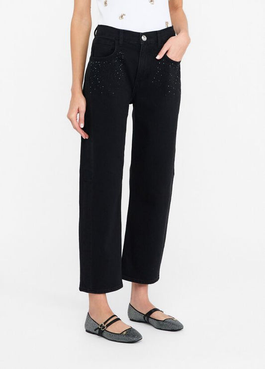 Jeans boyfriend con strass