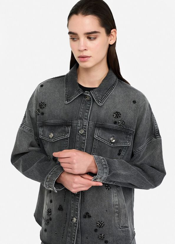 Giacca in denim con strass