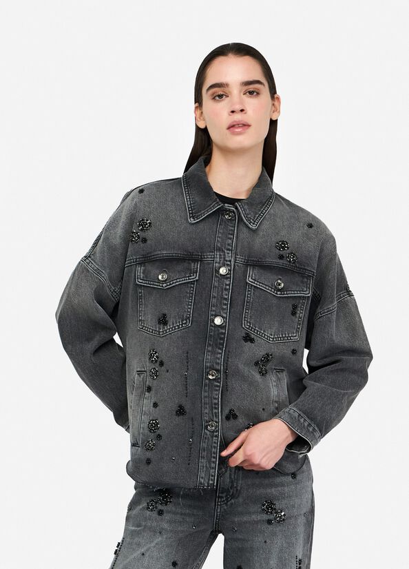 Giacca in denim con strass