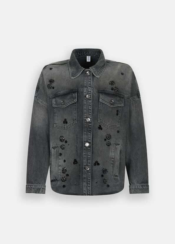 Giacca in denim con strass