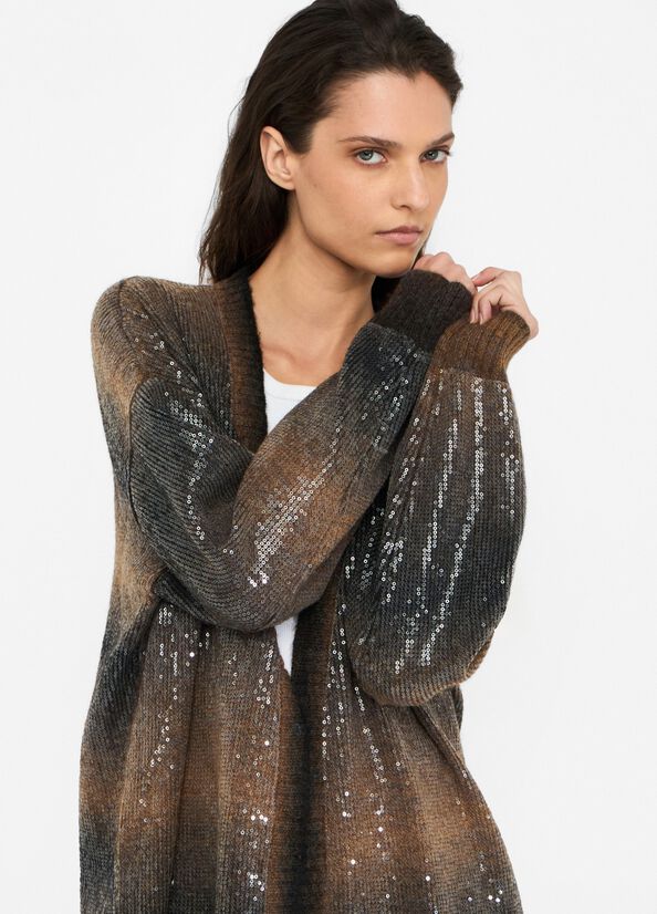 Cardigan lungo con paillettes