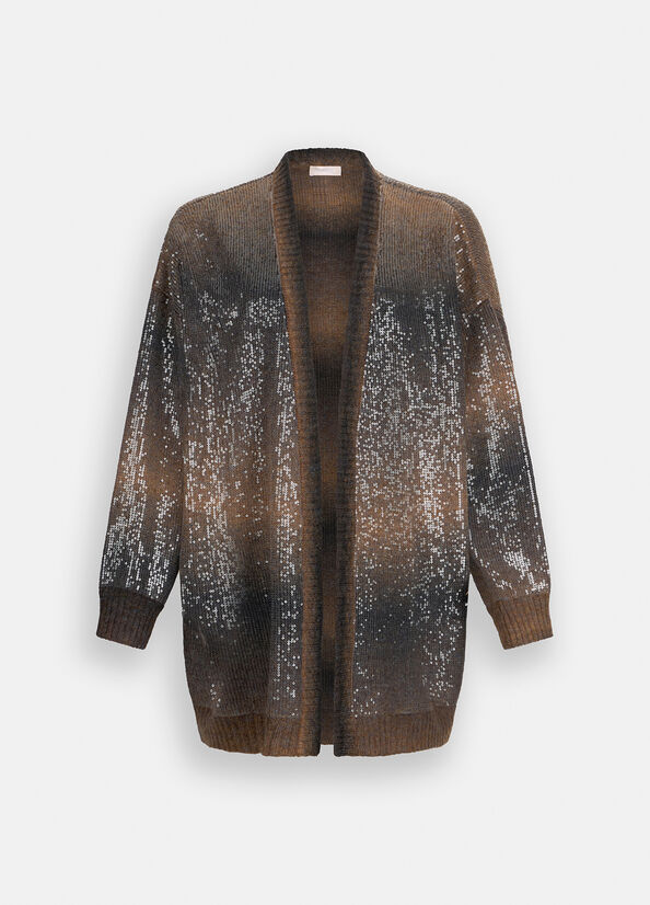 Cardigan lungo con paillettes