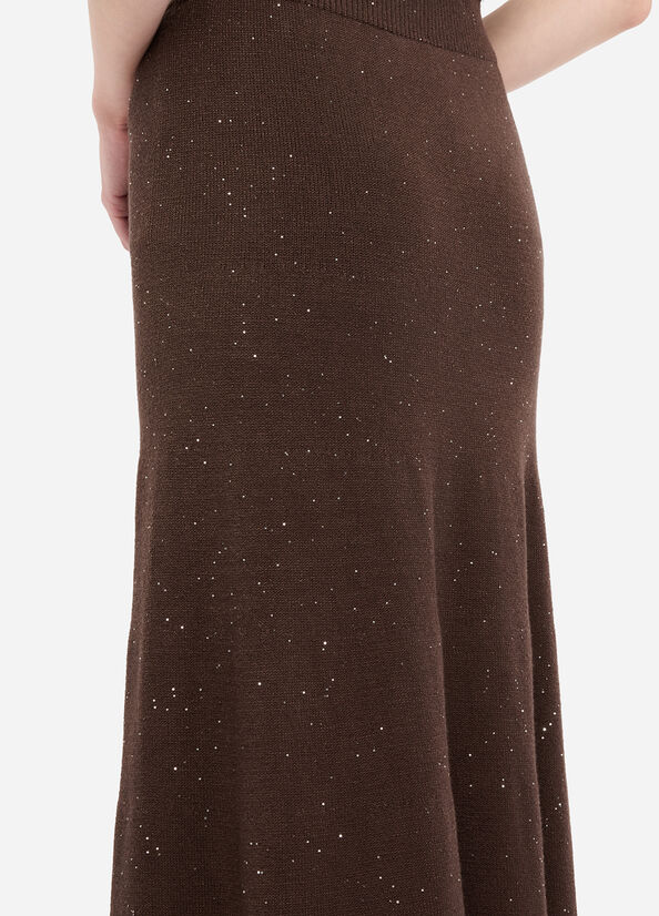 Gonna midi in maglia con paillettes