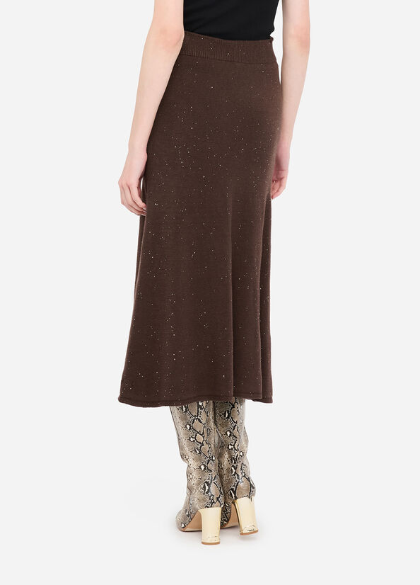 Gonna midi in maglia con paillettes