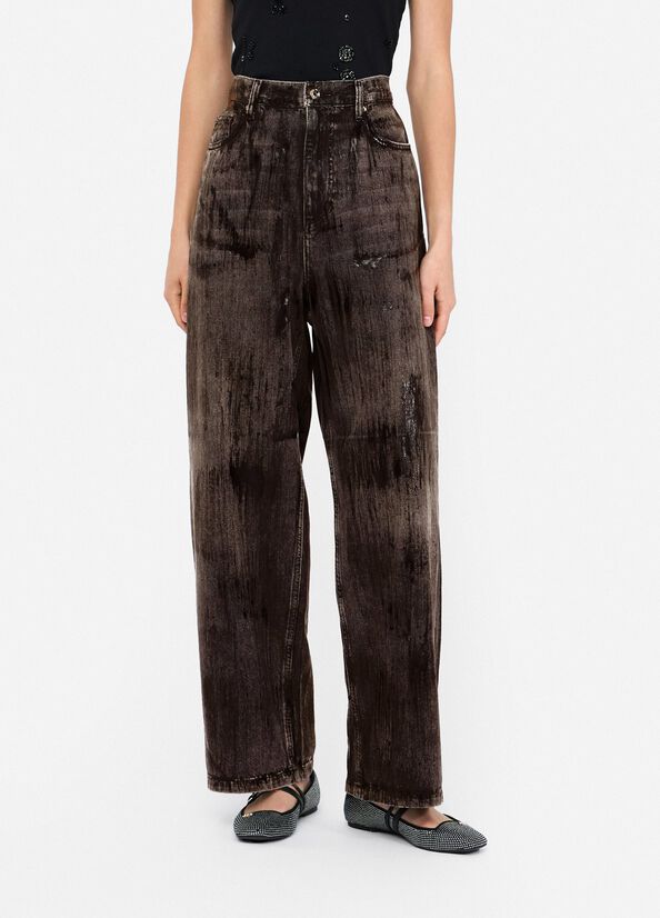 Jeans flare con spalmature