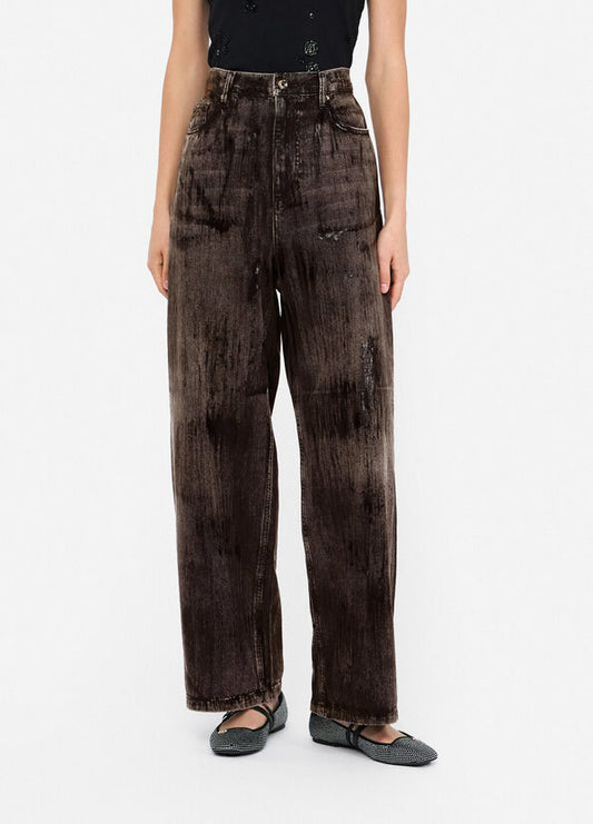 Jeans flare con spalmature