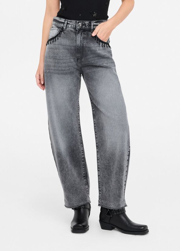 Jeans balloon con ricami gioiello