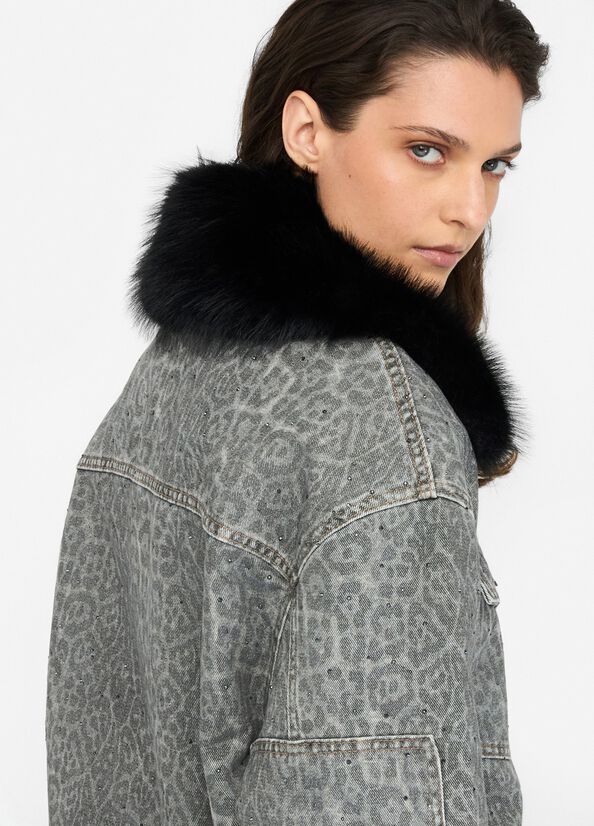 Giacca con colletto in pelliccia sintetica