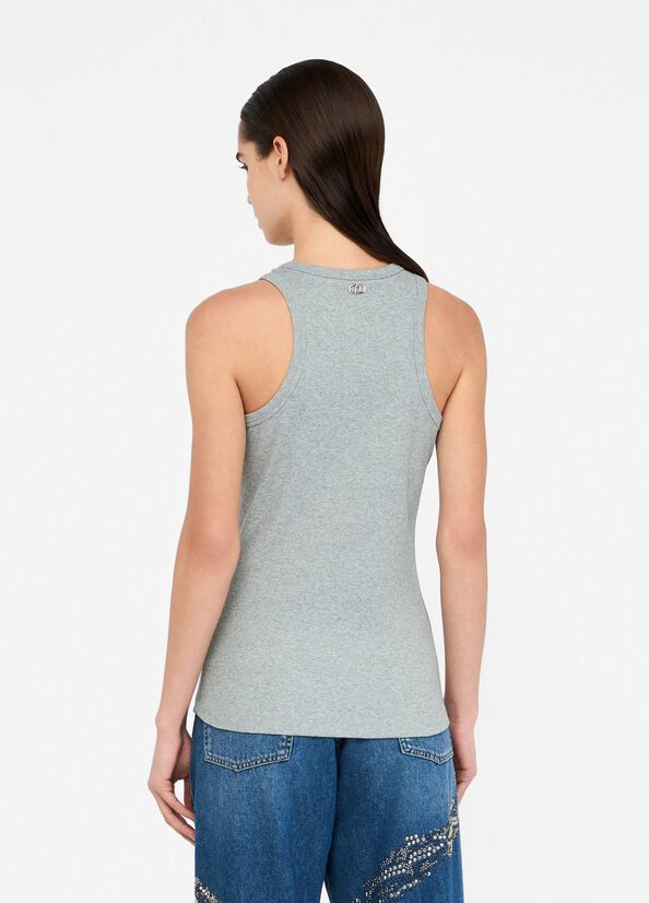 Top con applicazioni gioiello