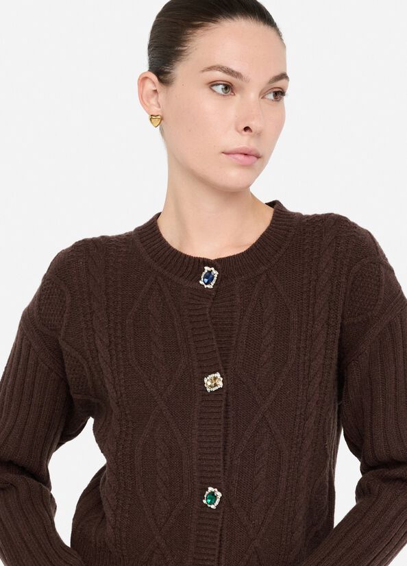Cardigan in lana con bottoni gioiello