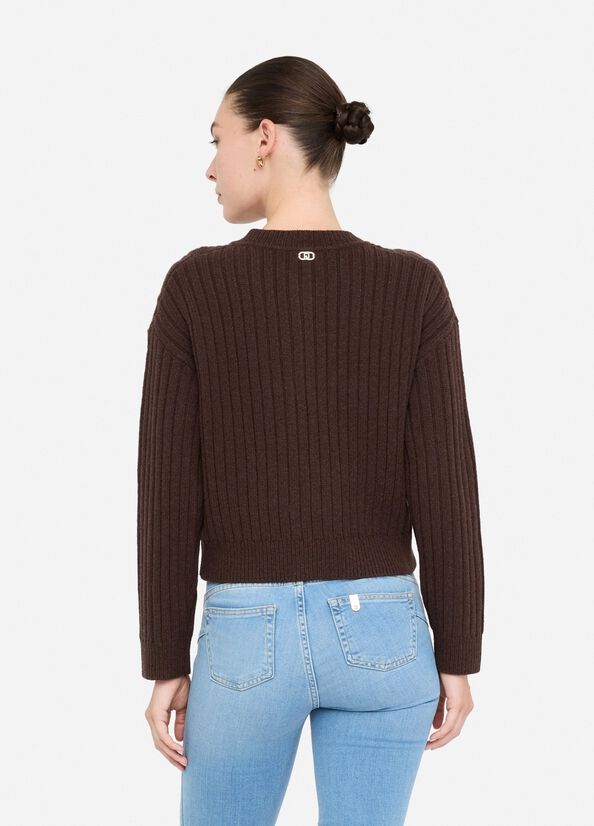 Cardigan in lana con bottoni gioiello