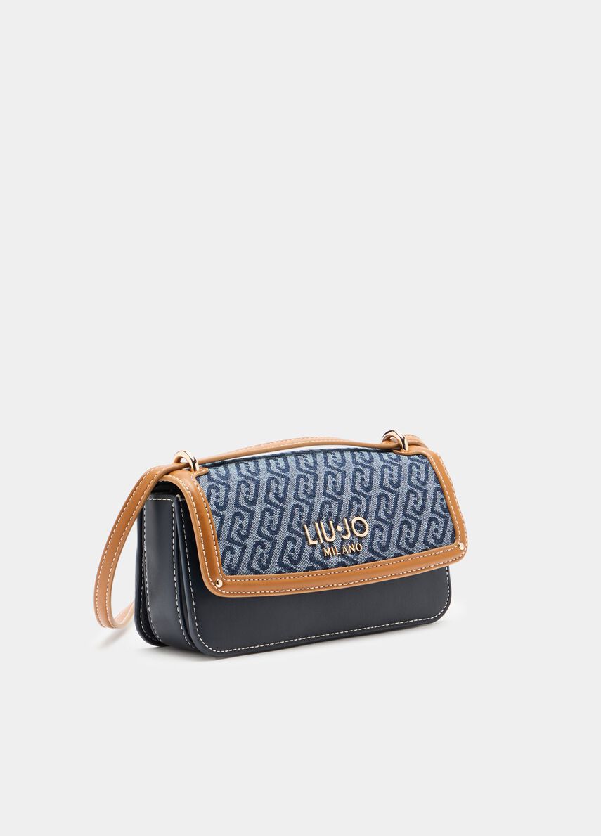 Borsa a tracolla piccola in denim jacquard