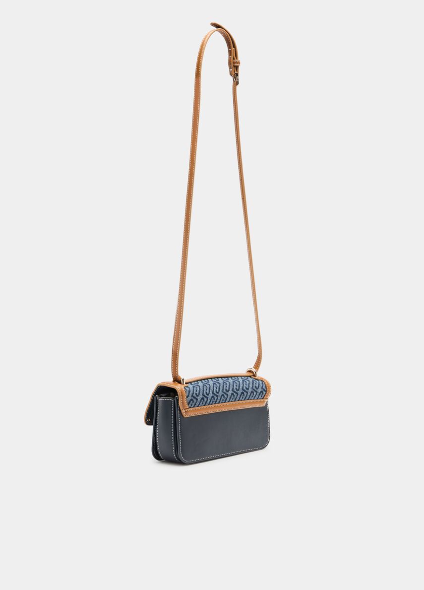 Borsa a tracolla piccola in denim jacquard