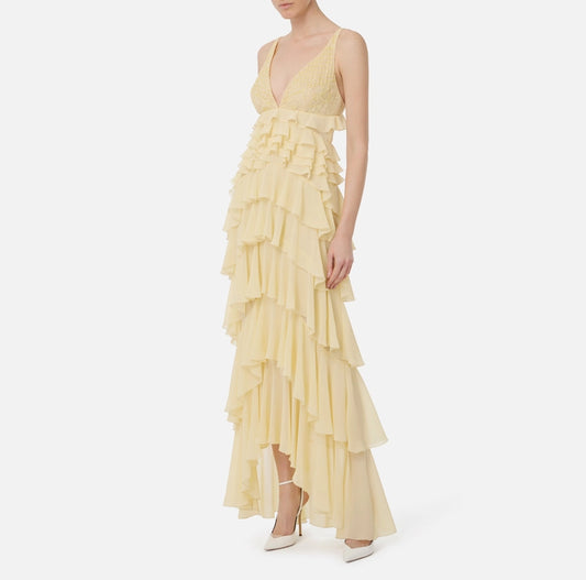 Abito Red Carpet in georgette con balze