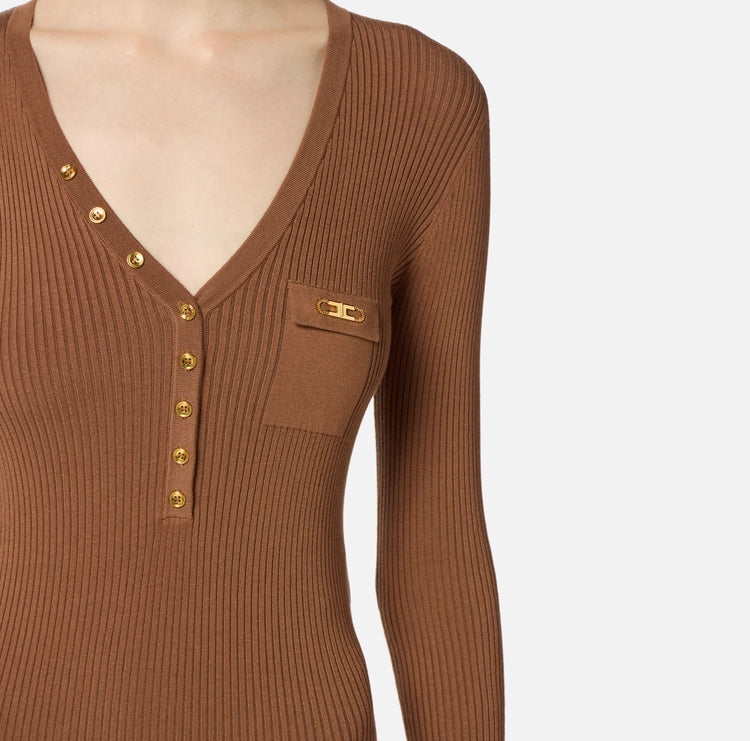 Abito in maglia a costine con taschino