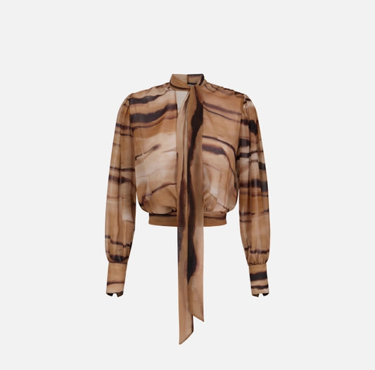 Blusa in chiffon con stampa tigre